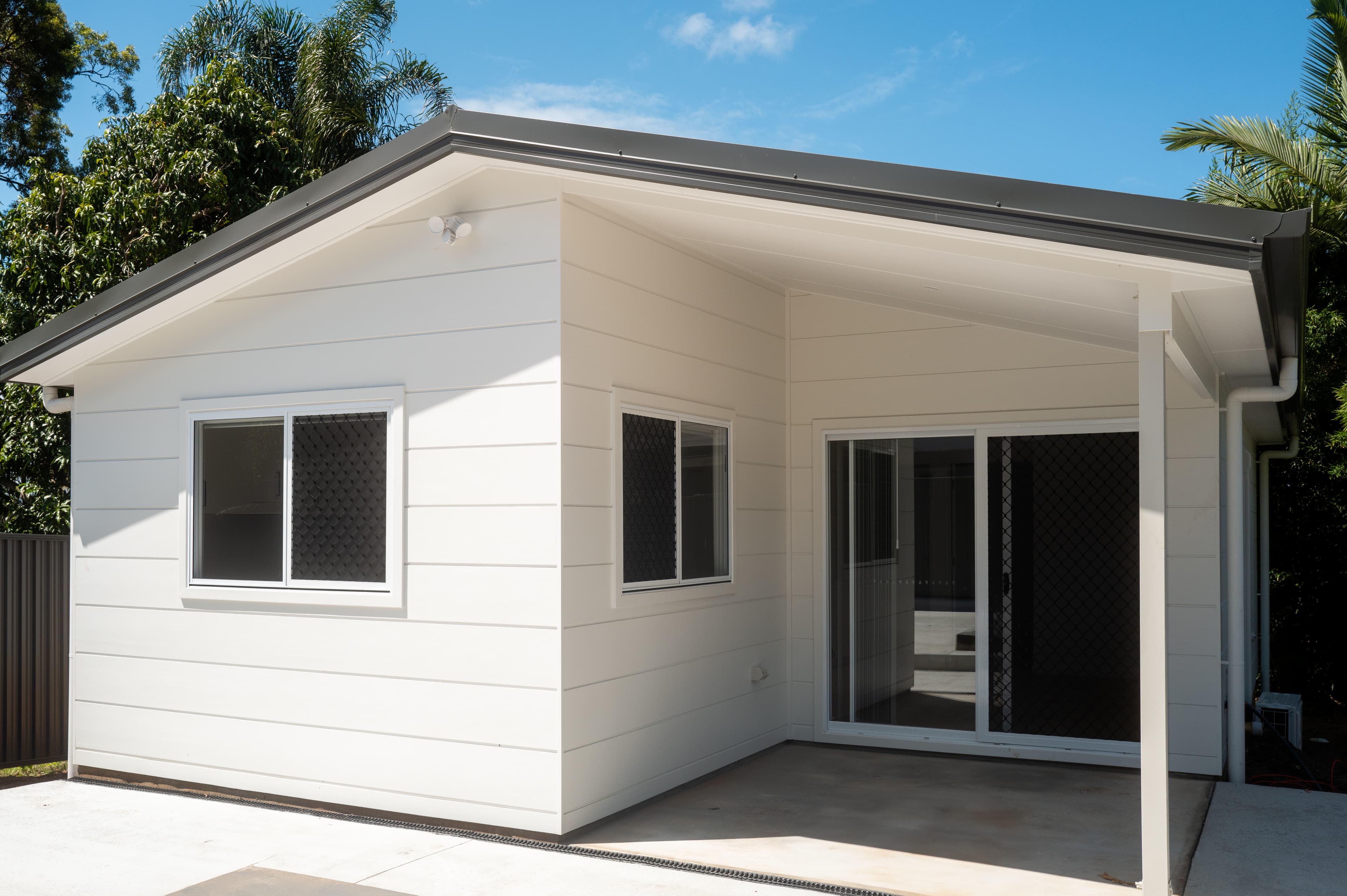 A new home with a covered patio